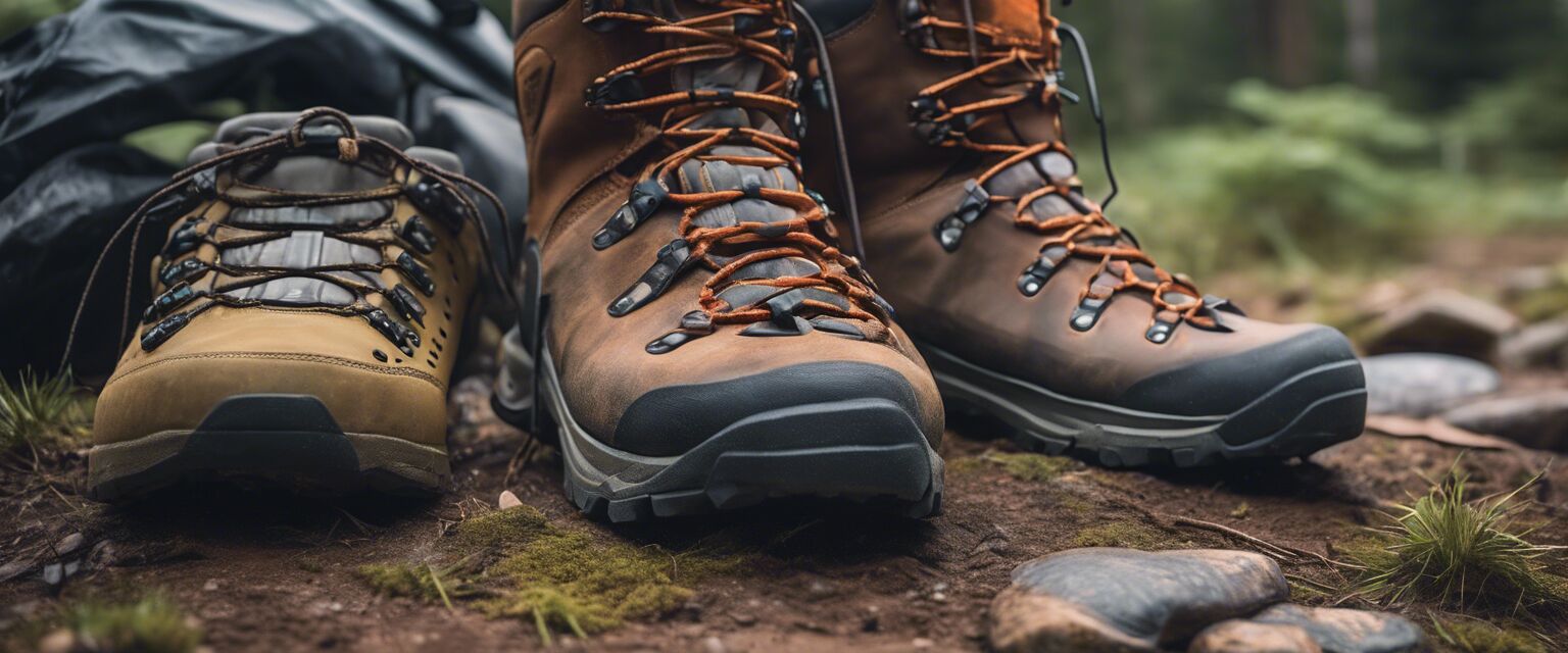 Various types of camping footwear