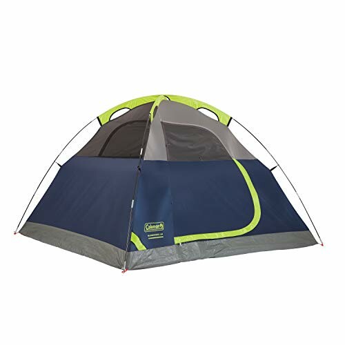 Blue and green Coleman camping tent